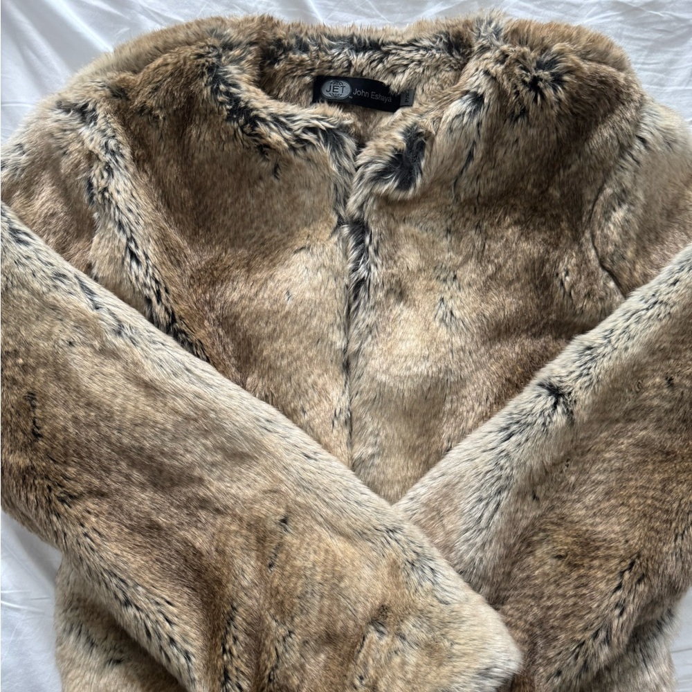 JET by John Eshaya Women's Faux Fur Brown Coat